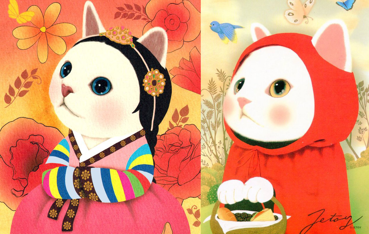 ภาพการ์ตูนแมวน่ารักสีขาว จากศิลปินชาวเกาหลี Jetoy.co.k