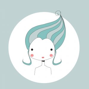 Horoscope Aquarius sign, girl head