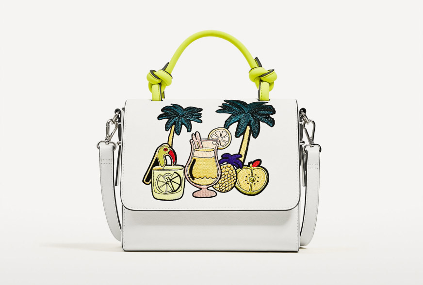 Zara, Embroidered Tropical City Bag