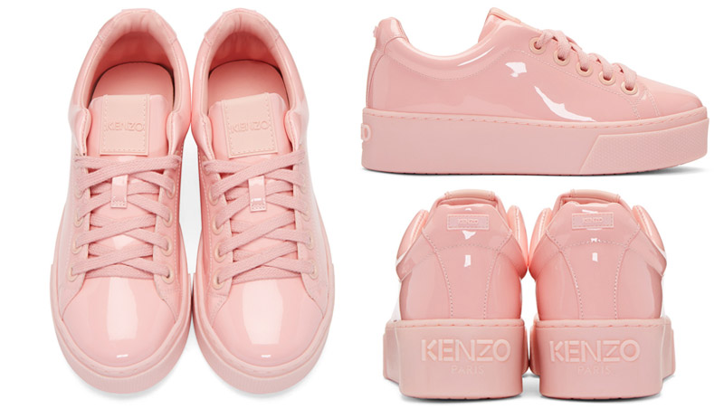 รองเท้า Kenzo : Pink Patent K-lace Platform Sneakers