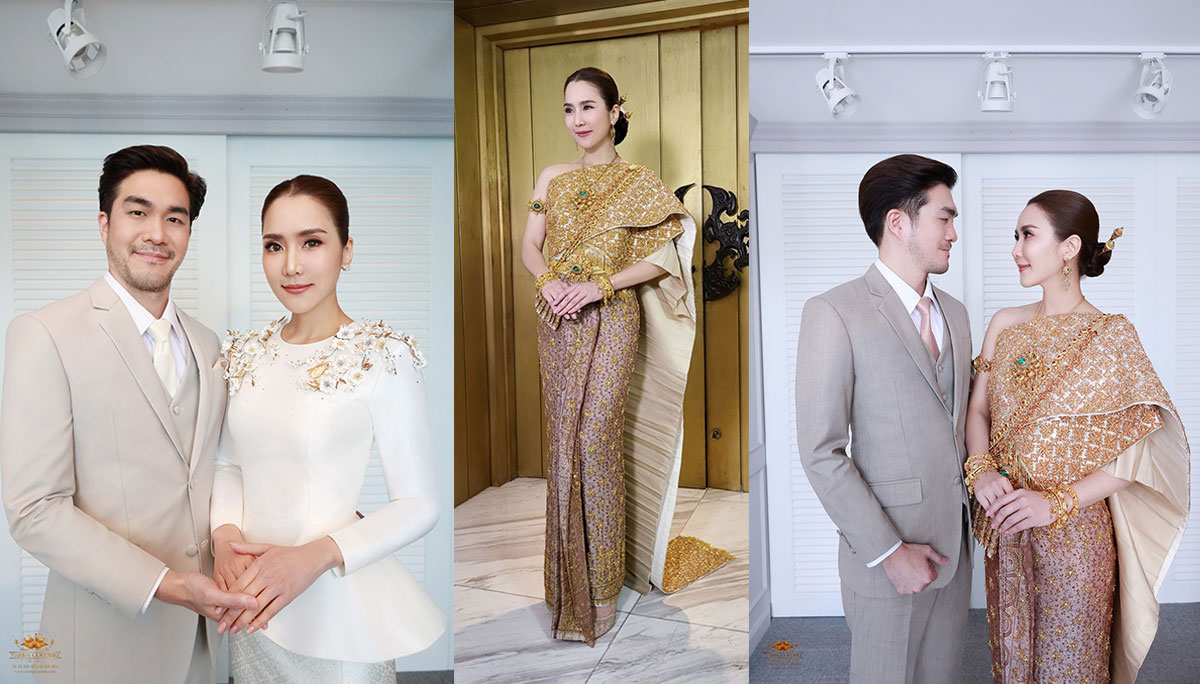งานแต่งงาน จักจั่น-อคัมย์สิริ ชุดตักบาตร ชุดไทย ห้องเสื้อ วนัช กูตูร์